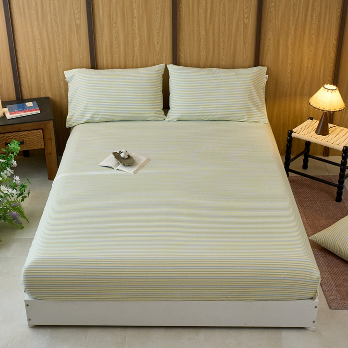 春皖家纺 2025新款全棉原棉磨毛色织水洗单床笠回暖系列-风格二 云水间