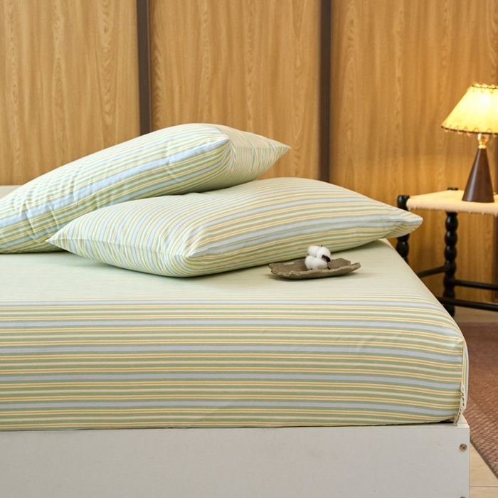 91家纺网 家纺一手货源 找家纺 春皖家纺 2025新款全棉原棉磨毛色织水洗单床笠回暖系列-风格二 云水间