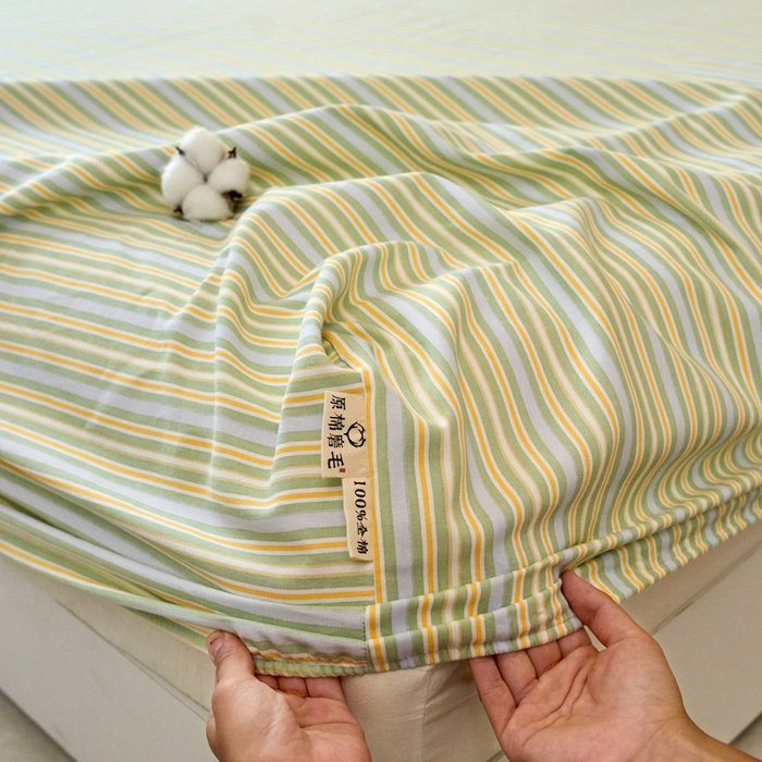 91家纺网 家纺一手货源 找家纺 春皖家纺 2025新款全棉原棉磨毛色织水洗单床笠回暖系列-风格二 云水间