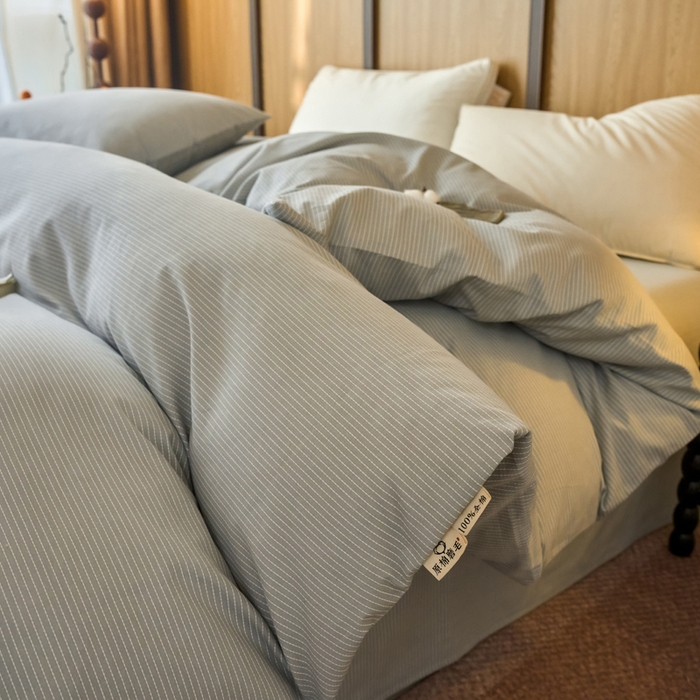91家纺网 家纺一手货源 找家纺 春皖家纺 2025新款原棉磨毛单被套 被套单件-风格一雾灰细语