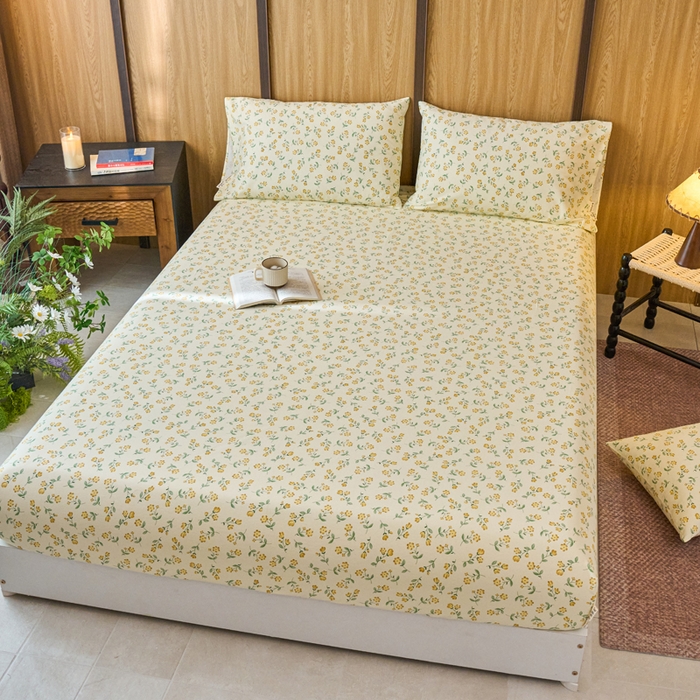 91家纺网 家纺一手货源 找家纺 春皖家纺 2025新款全棉原棉磨毛色织水洗单床笠回暖系列-风格二 知春意