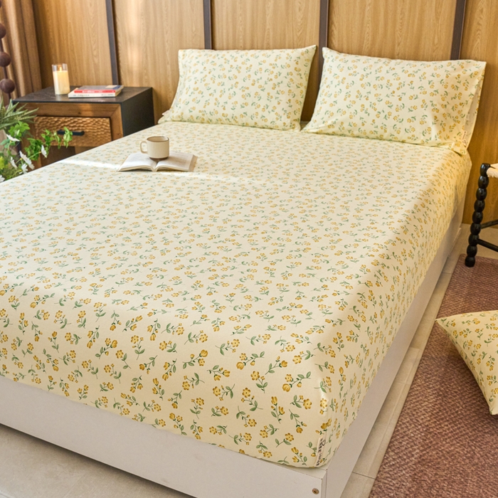 91家纺网 家纺一手货源 找家纺 春皖家纺 2025新款全棉原棉磨毛色织水洗单床笠回暖系列-风格二 知春意