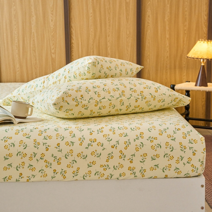 91家纺网 家纺一手货源 找家纺 春皖家纺 2025新款全棉原棉磨毛色织水洗单床笠回暖系列-风格二 知春意