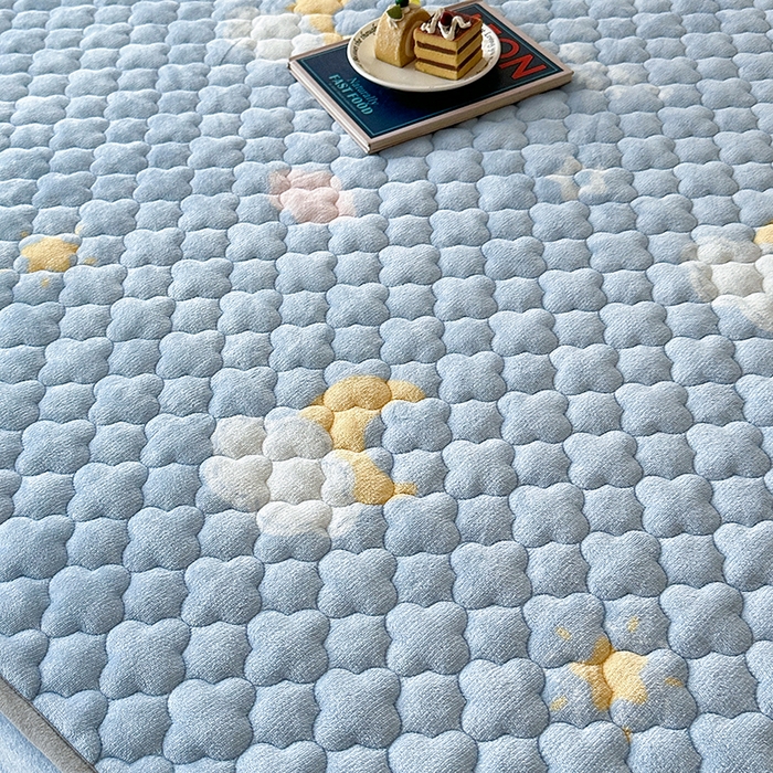 91家纺网 家纺一手货源 找家纺 铭成家纺 2025新款牛奶绒夹棉保暖床笠 星月织梦-蓝