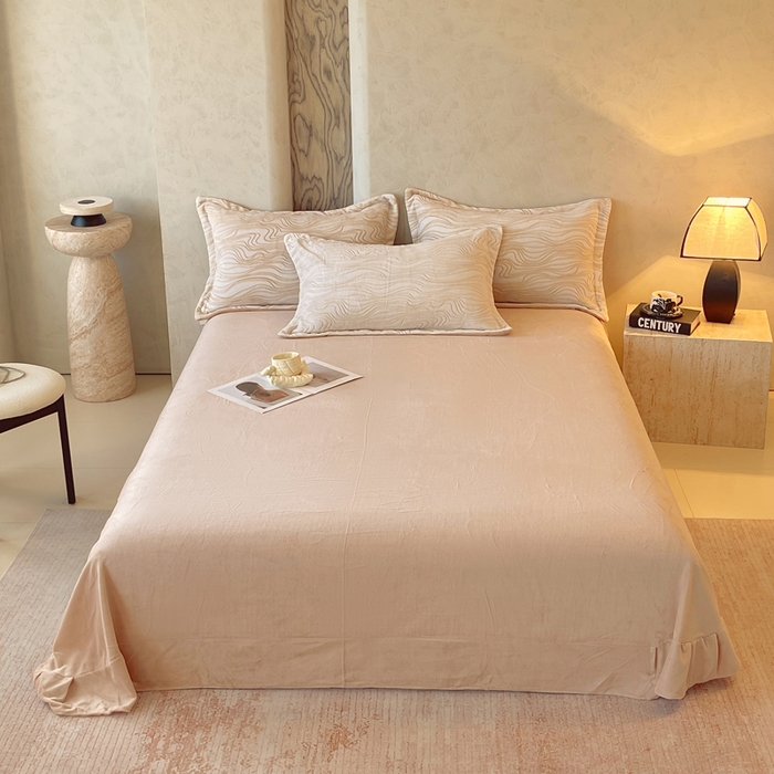 91家纺网 家纺一手货源 找家纺 （总）春皖家纺 2025新款全消光雕花绒牛奶绒单品床单