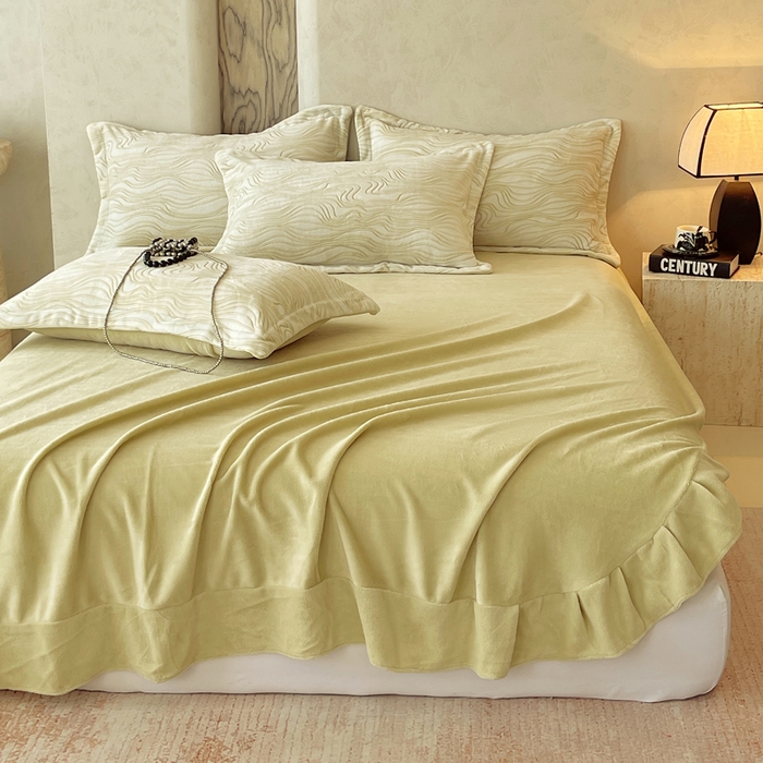 91家纺网 家纺一手货源 找家纺 春皖家纺 2025新款全消光雕花绒牛奶绒单品床单 暮色织锦