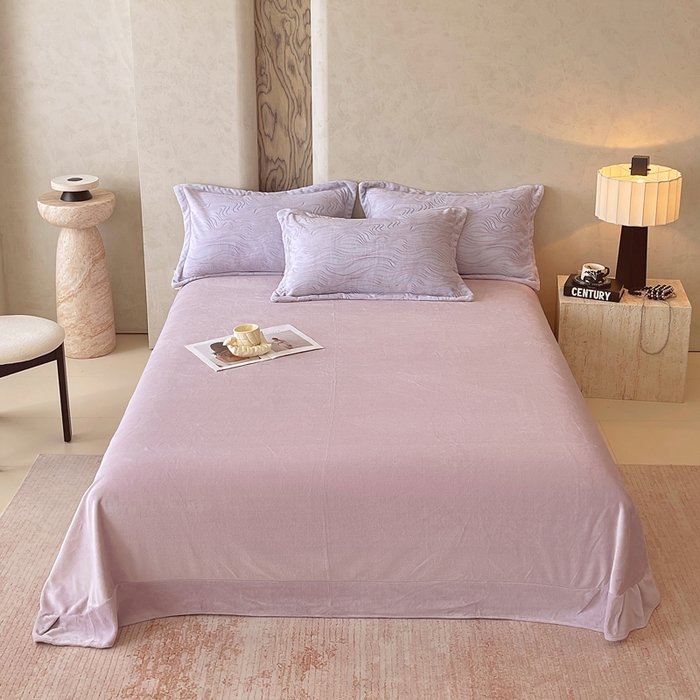 91家纺网 家纺一手货源 找家纺 （总）春皖家纺 2025新款全消光雕花绒牛奶绒单品床单