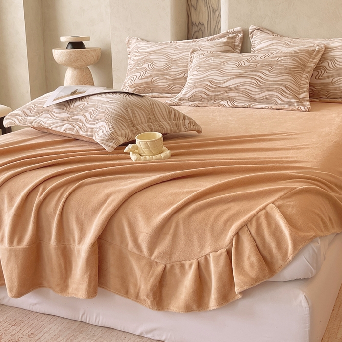 91家纺网 家纺一手货源 找家纺 春皖家纺 2025新款全消光雕花绒牛奶绒单品床单 六色织梦