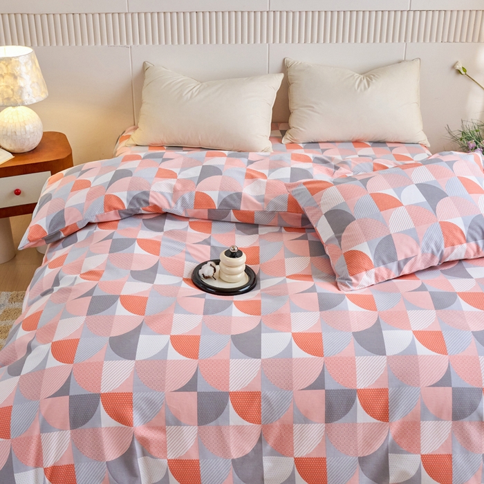 91家纺网 家纺一手货源 找家纺 春皖家纺 2025新款原棉磨毛单被套 被套单件-风格一几何梦