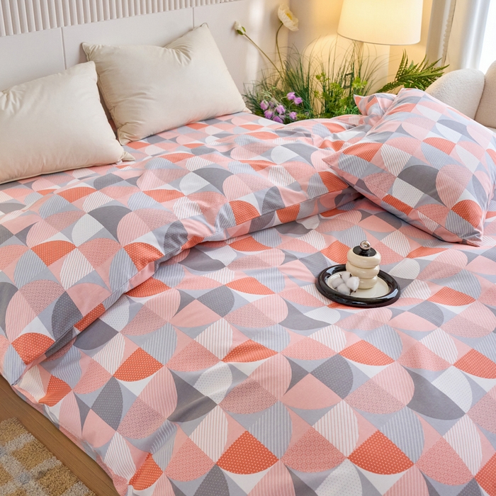 91家纺网 家纺一手货源 找家纺 春皖家纺 2025新款原棉磨毛单被套 被套单件-风格一几何梦