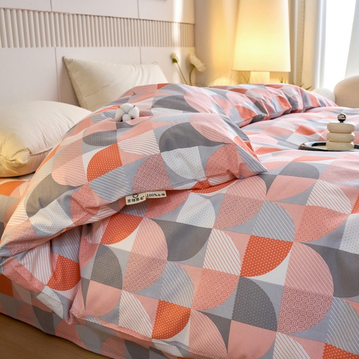 91家纺网 家纺一手货源 找家纺 春皖家纺 2025新款原棉磨毛单被套 被套单件-风格一几何梦