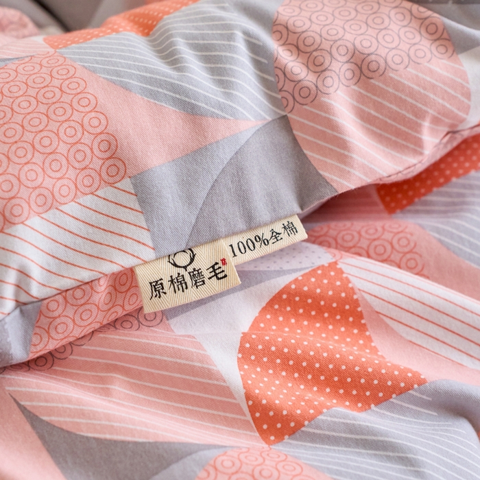 91家纺网 家纺一手货源 找家纺 春皖家纺 2025新款原棉磨毛单被套 被套单件-风格一几何梦