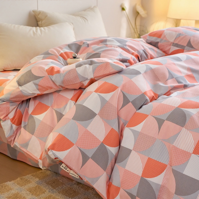 91家纺网 家纺一手货源 找家纺 春皖家纺 2025新款原棉磨毛单被套 被套单件-风格一几何梦