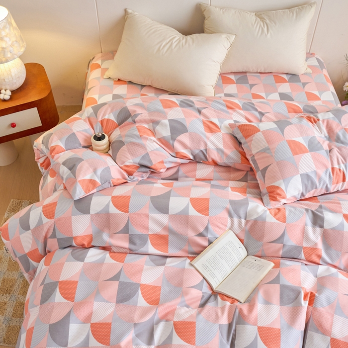 91家纺网 家纺一手货源 找家纺 春皖家纺 2025新款原棉磨毛单被套 被套单件-风格一几何梦