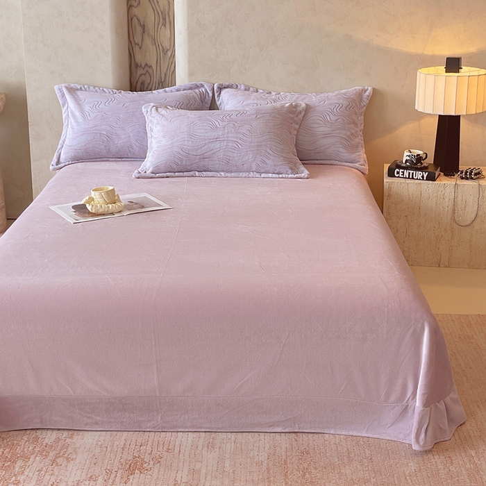 91家纺网 家纺一手货源 找家纺 春皖家纺 2025新款全消光雕花绒牛奶绒单品床单 花间絮语