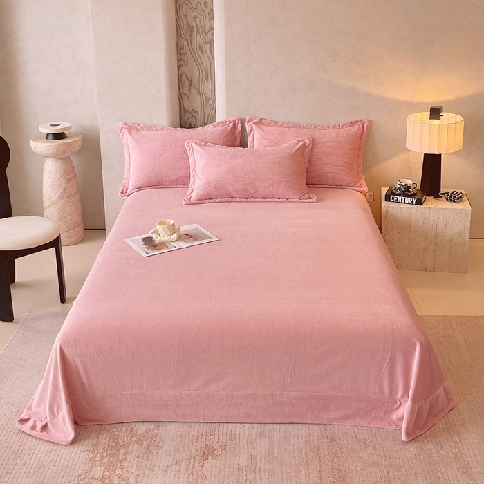 春皖家纺 2025新款全消光雕花绒牛奶绒单品床单 柔眠序曲