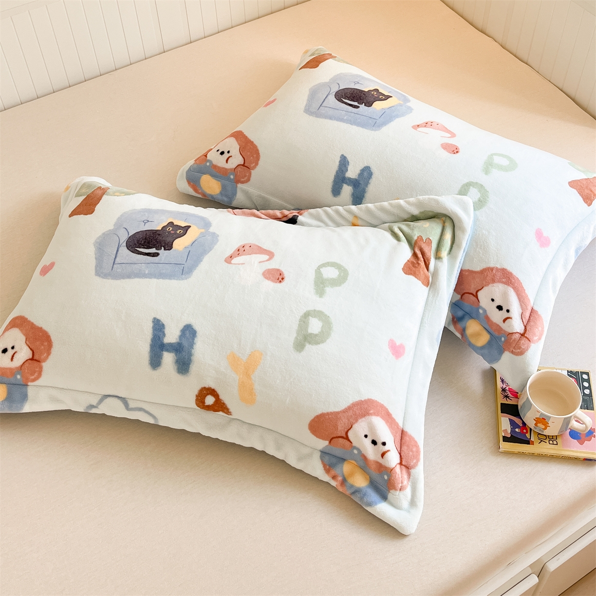 91家纺网 家纺一手货源 找家纺 （总）梦幻之城 2025新款A类牛奶绒数码印花卡通枕套