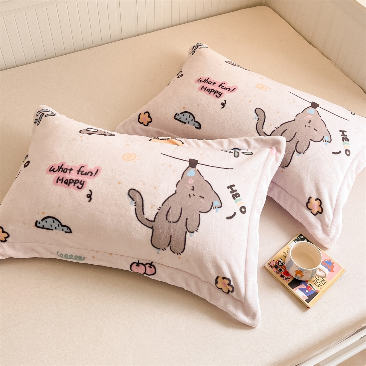 91家纺网 家纺一手货源 找家纺 （总）梦幻之城 2025新款A类牛奶绒数码印花卡通枕套