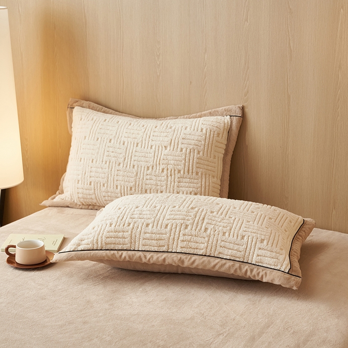 91家纺网 家纺一手货源 找家纺 晨曦家纺 2025新款230克加厚保暖塔芙绒牛奶绒提花单被套-简爱 简爱-奶咖