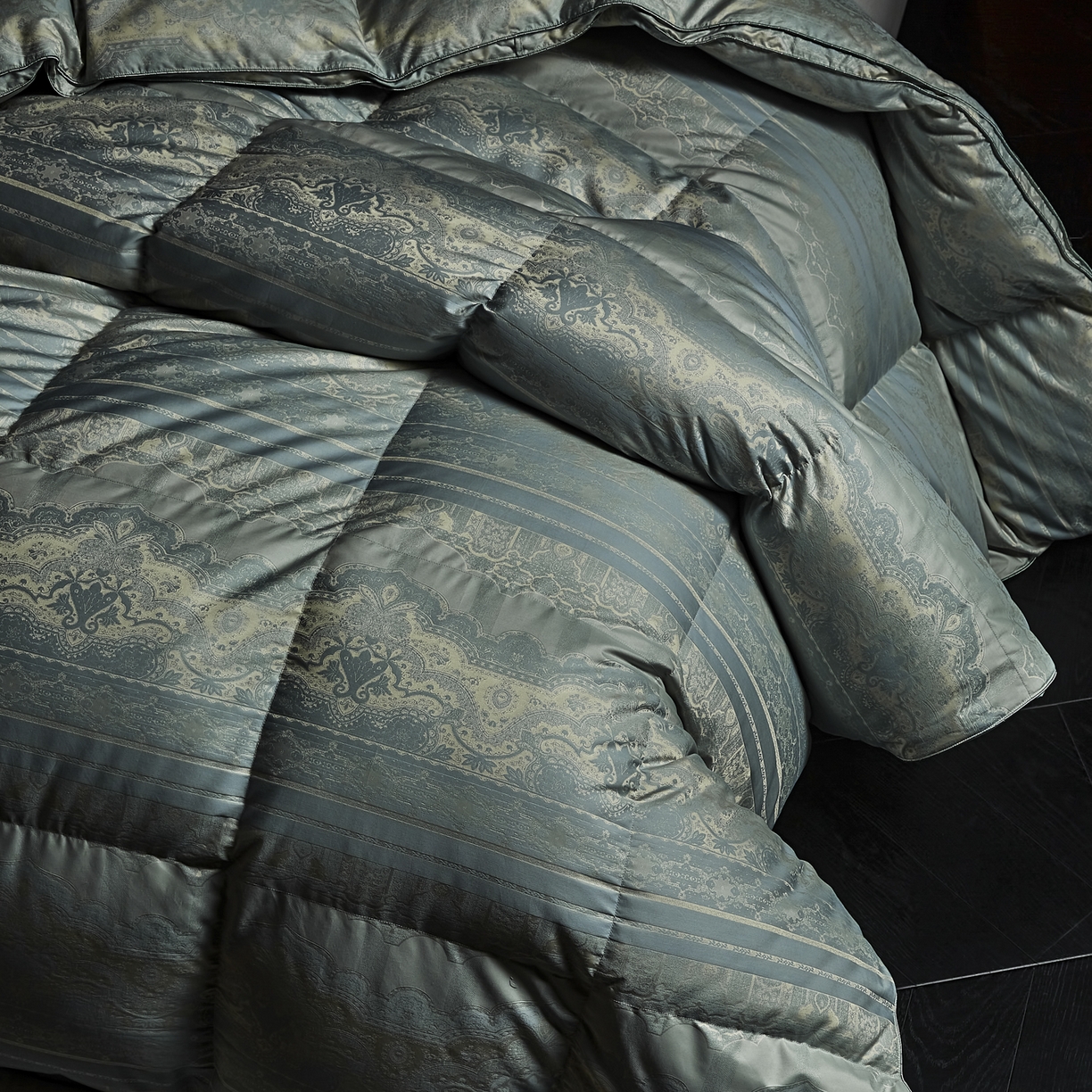 91家纺网 家纺一手货源 找家纺 暖羽屋羽绒馆 2025新款时空95白鹅绒被芯 羽绒被子 鹅绒被 双人春秋冬被2米 时空 蓝