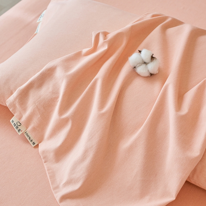 91家纺网 家纺一手货源 找家纺 春皖家纺 2025新款全棉原棉磨毛色织水洗单枕套回暖系列-风格二 丽人粉