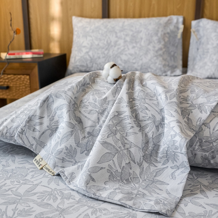 91家纺网 家纺一手货源 找家纺 春皖家纺 2025新款全棉原棉磨毛色织水洗单枕套回暖系列-风格二 恋影春天