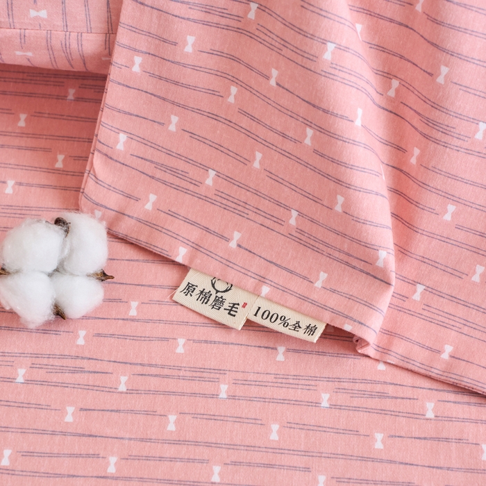 91家纺网 家纺一手货源 找家纺 春皖家纺 2025新款全棉原棉磨毛色织水洗单枕套回暖系列-风格二 梦妮粉