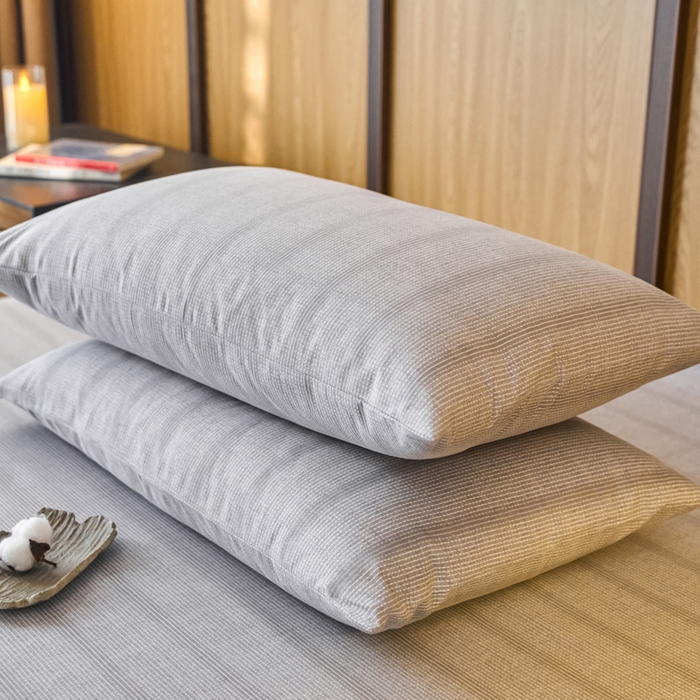91家纺网 家纺一手货源 找家纺 春皖家纺 2025新款全棉原棉磨毛色织水洗单枕套回暖系列-风格二 暮山灰