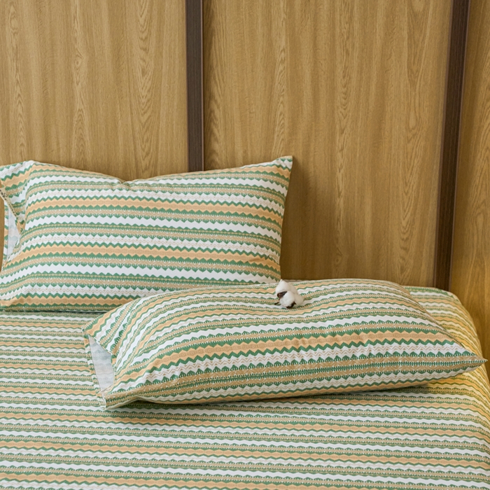 91家纺网 家纺一手货源 找家纺 春皖家纺 2025新款全棉原棉磨毛色织水洗单枕套回暖系列-风格二 拿坡里