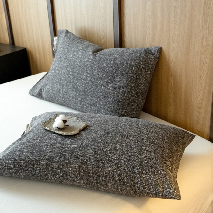 春皖家纺 2025新款全棉原棉磨毛色织水洗单枕套回暖系列-风格二 浅陌灰