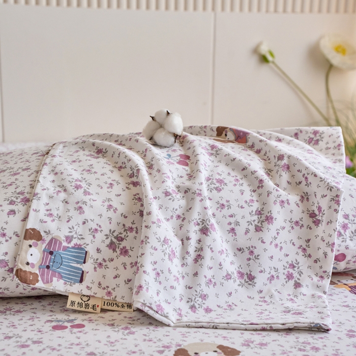 91家纺网 家纺一手货源 找家纺 春皖家纺 2025新款全棉原棉磨毛色织水洗单枕套回暖系列-风格二 旺财