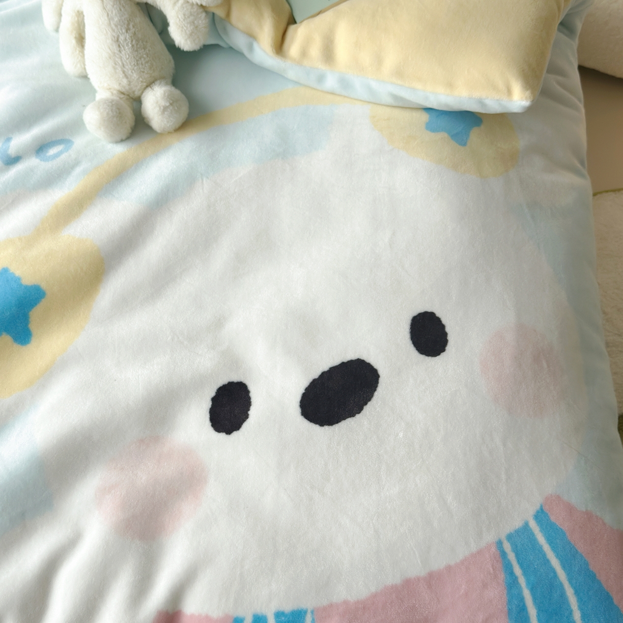 91家纺网 家纺一手货源 找家纺 荷马之梦 2025新款A类牛奶绒数码印花原创卡通大版儿童幼儿园被套三件套-萌宠系列 小狗布布