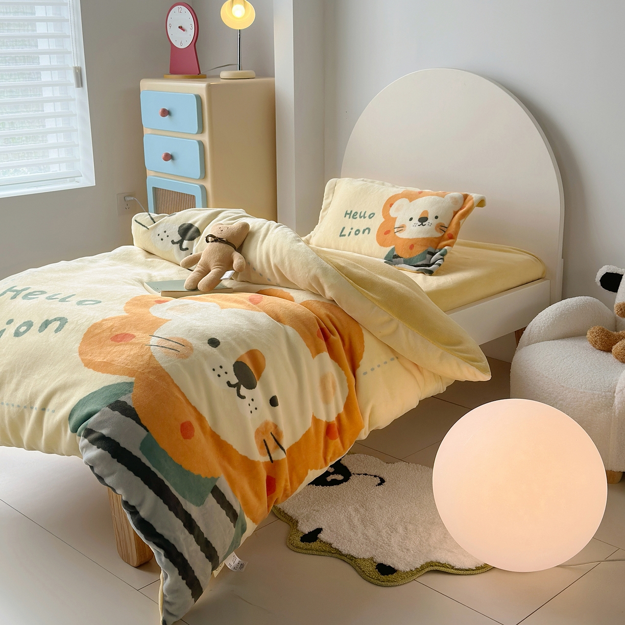 91家纺网 家纺一手货源 找家纺 荷马之梦 2025新款A类牛奶绒数码印花原创卡通大版儿童幼儿园被套三件套-萌宠系列 小狮子王