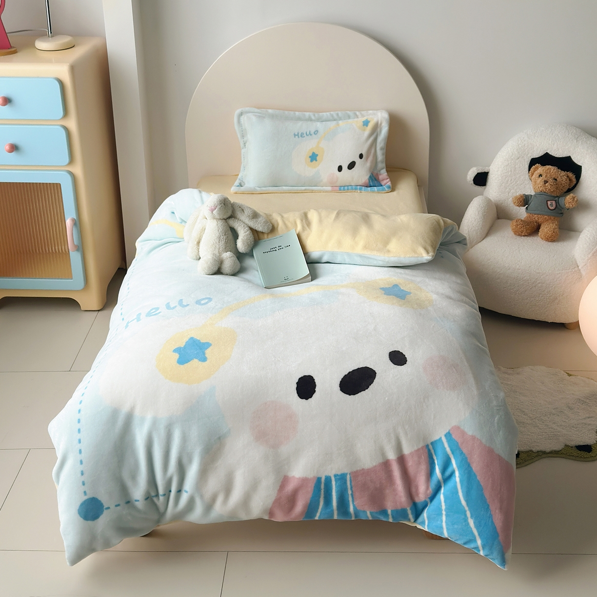 荷马之梦 2025新款A类牛奶绒数码印花原创卡通大版儿童幼儿园被套三件套-萌宠系列 小狗布布