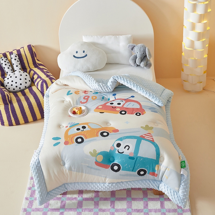 91家纺网 家纺一手货源 找家纺 （总）荷马之梦 2025新款A类针织棉数码印花卡通手绘豆豆绒儿童被芯春秋被冬被-安睡系列