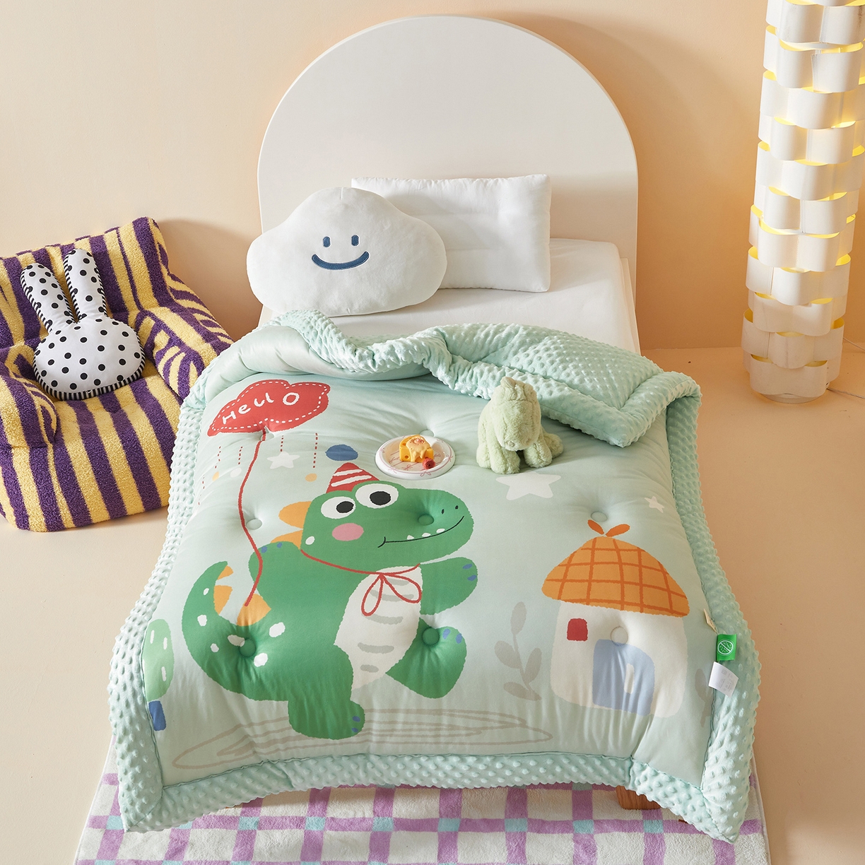 91家纺网 家纺一手货源 找家纺 （总）荷马之梦 2025新款A类针织棉数码印花卡通手绘豆豆绒儿童被芯春秋被冬被-安睡系列