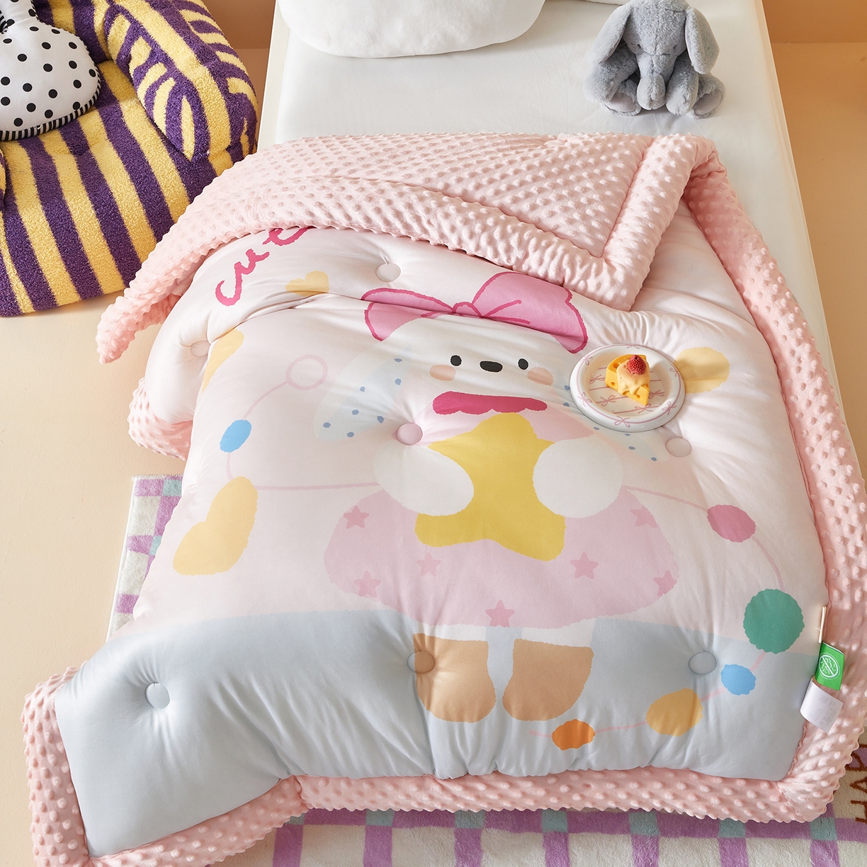 91家纺网 家纺一手货源 找家纺 （总）荷马之梦 2025新款A类针织棉数码印花卡通手绘豆豆绒儿童被芯春秋被冬被-安睡系列