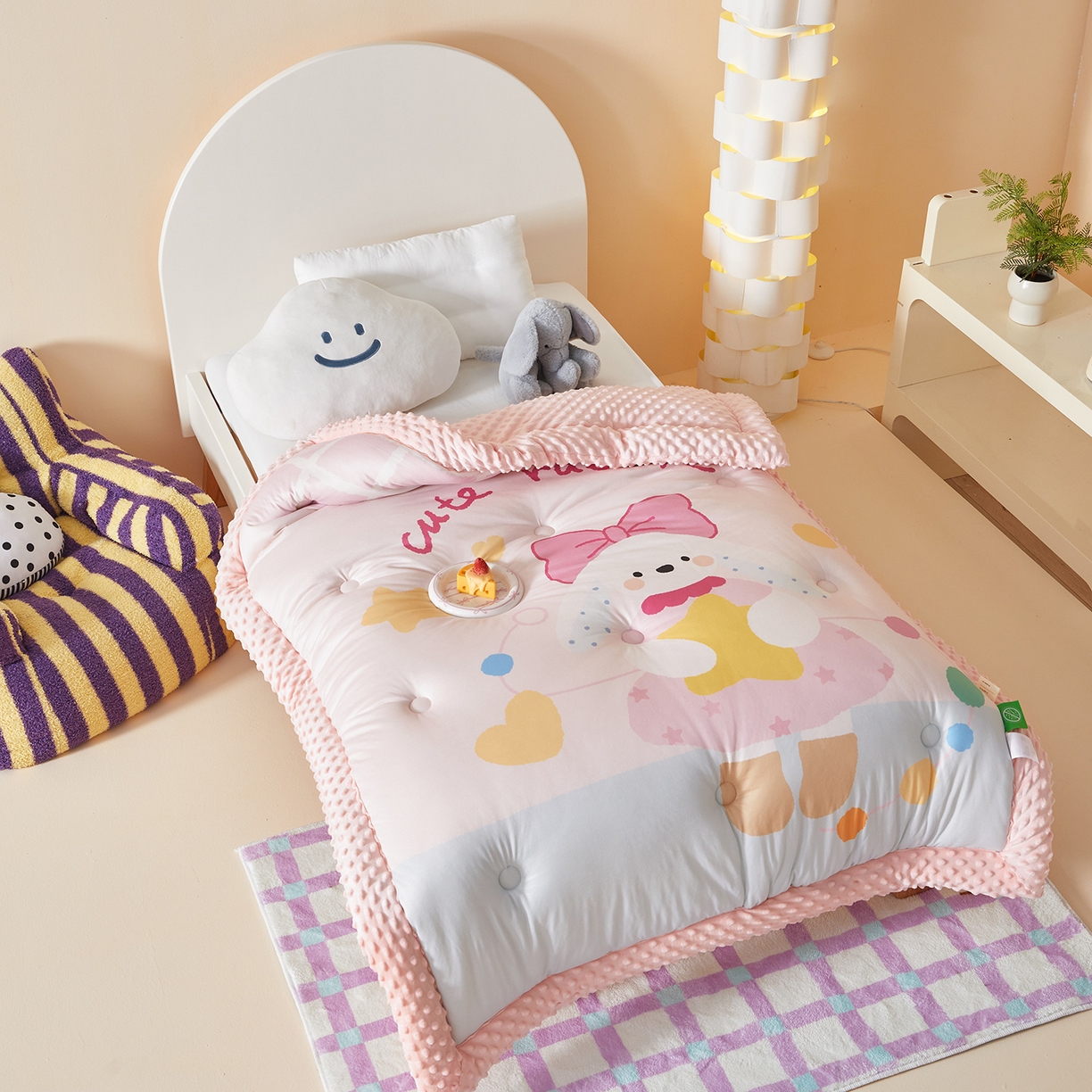 91家纺网 家纺一手货源 找家纺 （总）荷马之梦 2025新款A类针织棉数码印花卡通手绘豆豆绒儿童被芯春秋被冬被-安睡系列