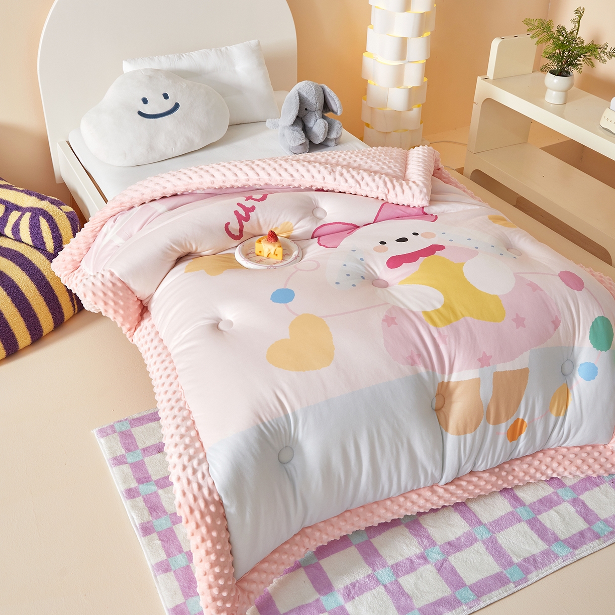 91家纺网 家纺一手货源 找家纺 （总）荷马之梦 2025新款A类针织棉数码印花卡通手绘豆豆绒儿童被芯春秋被冬被-安睡系列