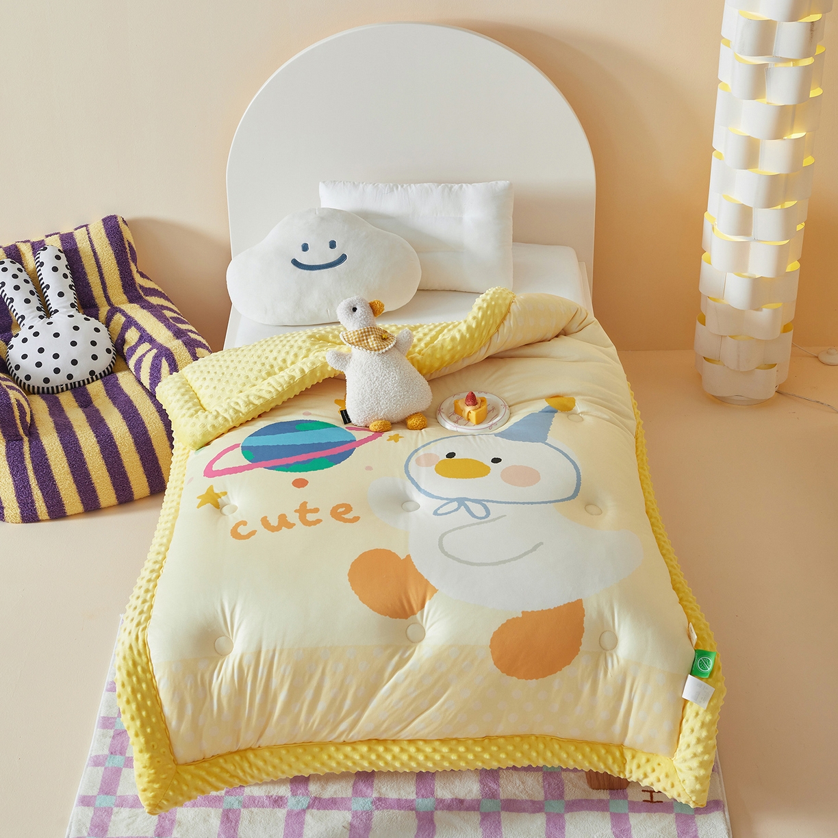 91家纺网 家纺一手货源 找家纺 （总）荷马之梦 2025新款A类针织棉数码印花卡通手绘豆豆绒儿童被芯春秋被冬被-安睡系列