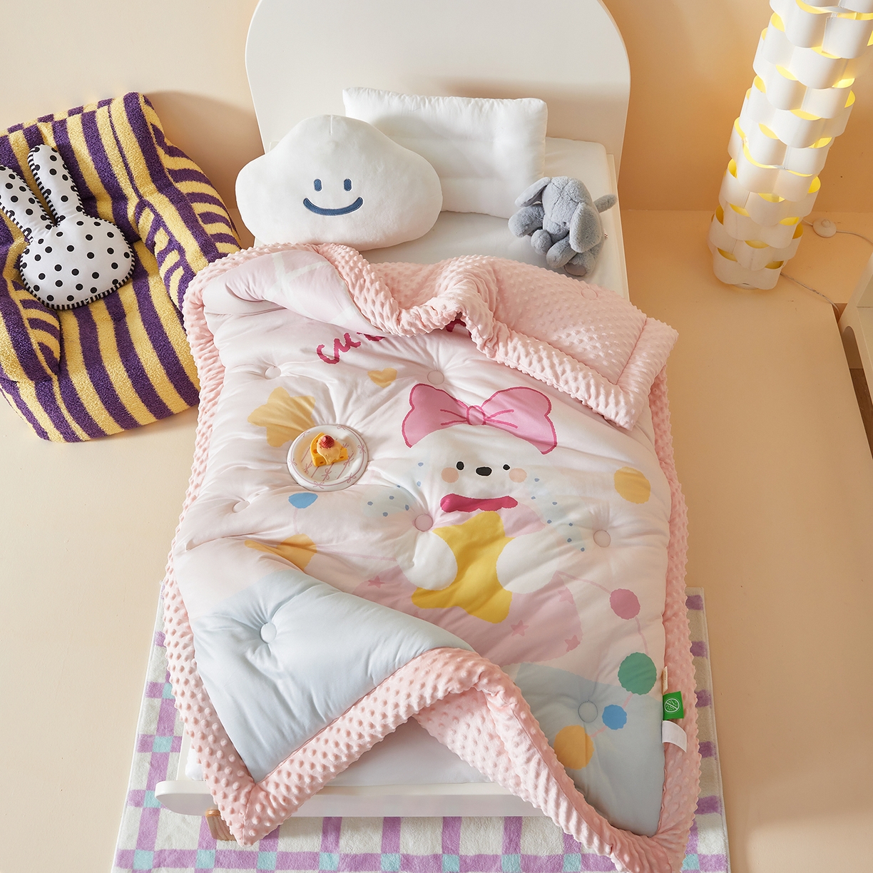 91家纺网 家纺一手货源 找家纺 （总）荷马之梦 2025新款A类针织棉数码印花卡通手绘豆豆绒儿童被芯春秋被冬被-安睡系列