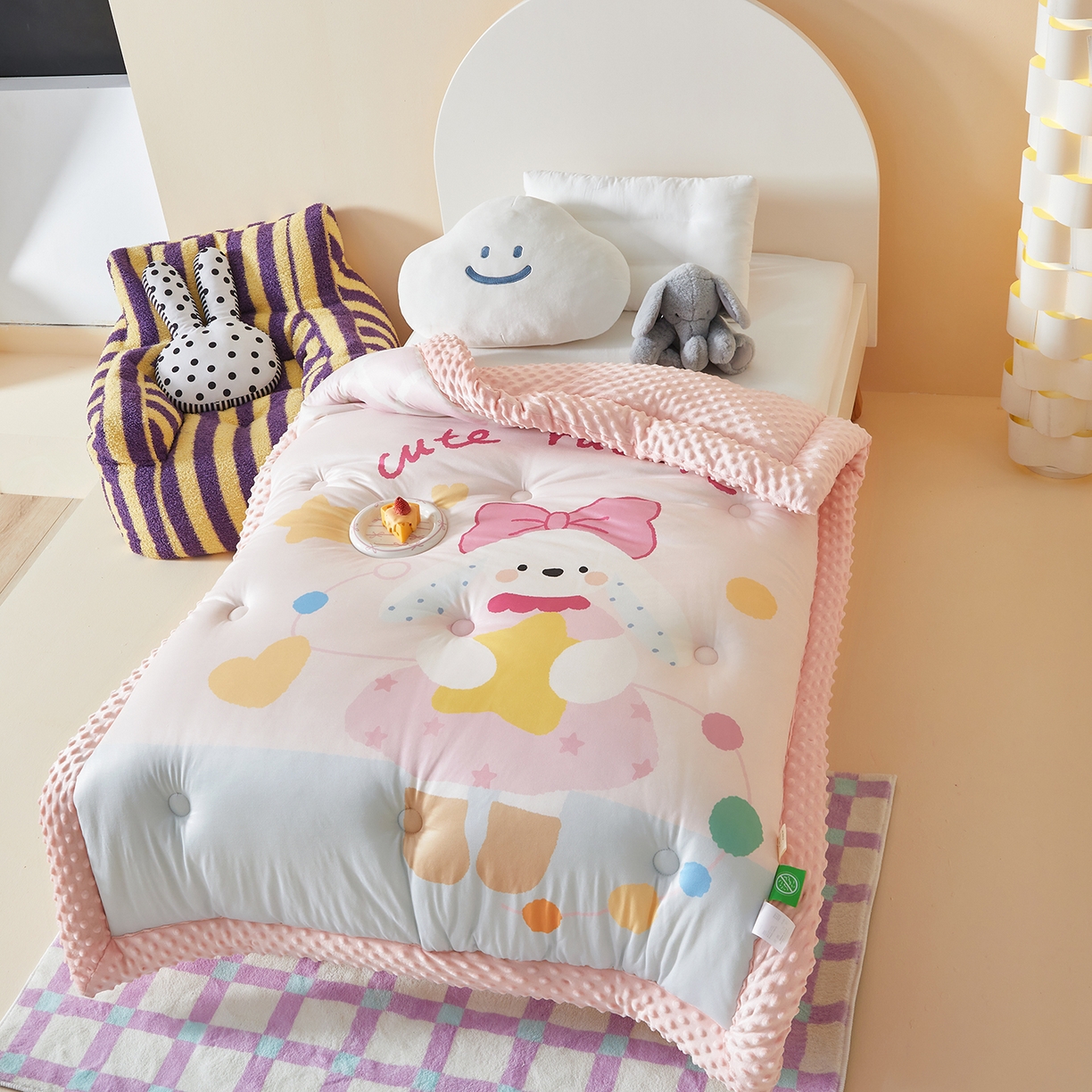 91家纺网 家纺一手货源 找家纺 （总）荷马之梦 2025新款A类针织棉数码印花卡通手绘豆豆绒儿童被芯春秋被冬被-安睡系列