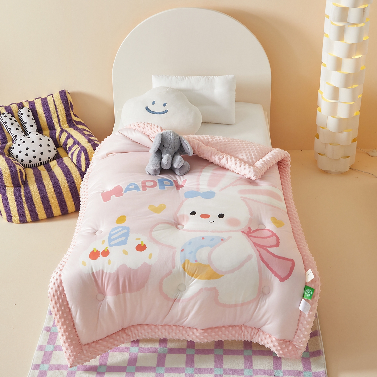 91家纺网 家纺一手货源 找家纺 （总）荷马之梦 2025新款A类针织棉数码印花卡通手绘豆豆绒儿童被芯春秋被冬被-安睡系列