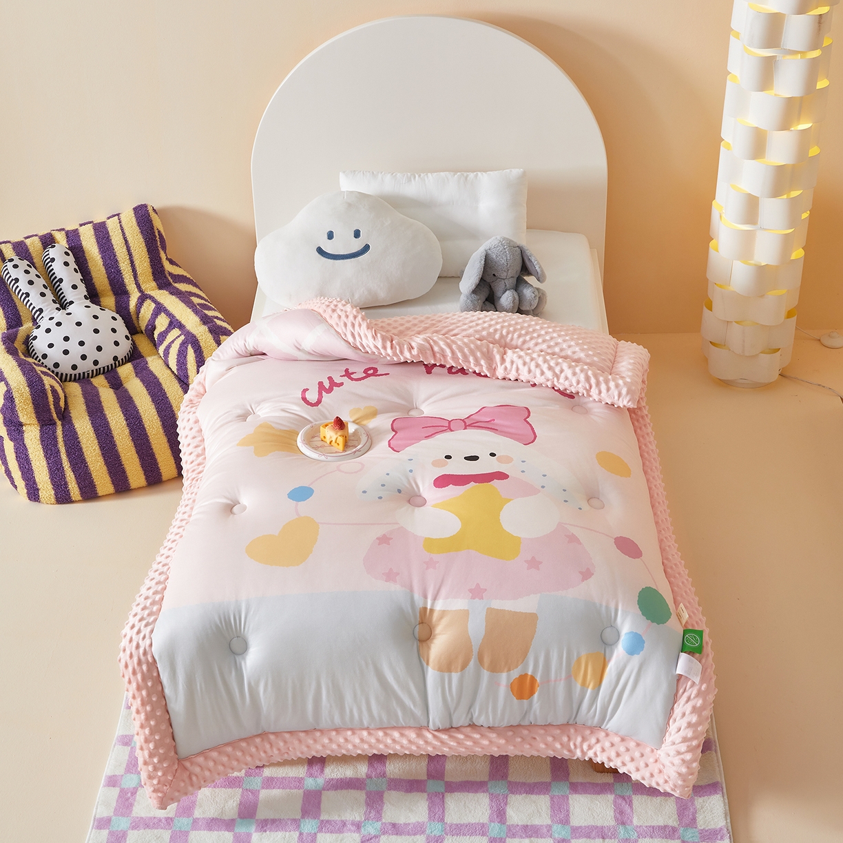 91家纺网 家纺一手货源 找家纺 （总）荷马之梦 2025新款A类针织棉数码印花卡通手绘豆豆绒儿童被芯春秋被冬被-安睡系列