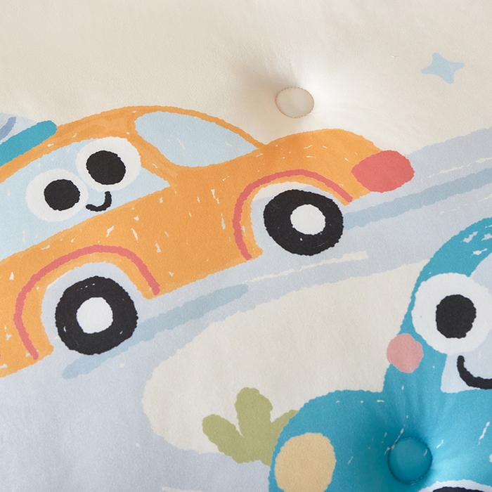 91家纺网 家纺一手货源 找家纺 荷马之梦 2025新款A类针织棉数码印花卡通手绘豆豆绒儿童被芯春秋被冬被-安睡系列 旅行汽车