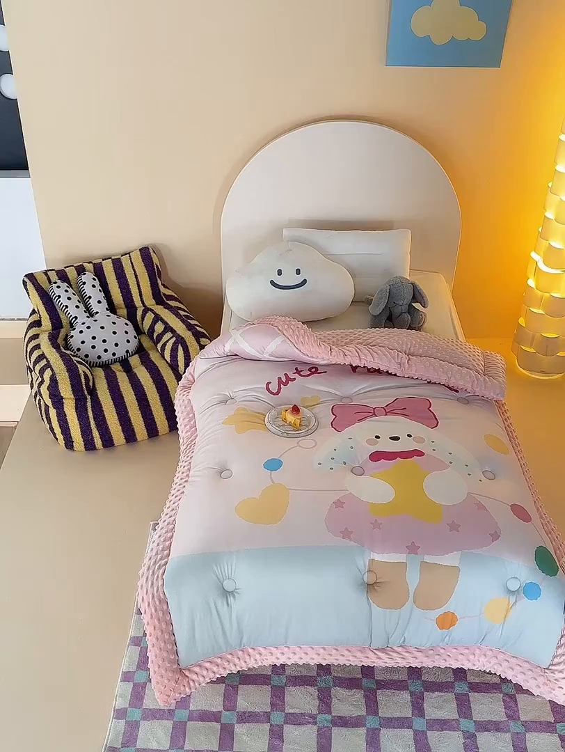 91家纺网 家纺一手货源 找家纺 （总）荷马之梦 2025新款A类针织棉数码印花卡通手绘豆豆绒儿童被芯春秋被冬被-安睡系列