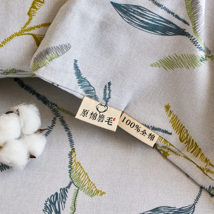 91家纺网 家纺一手货源 找家纺 春皖家纺 2025新款全棉原棉磨毛色织水洗单枕套回暖系列-风格二 叶晴川