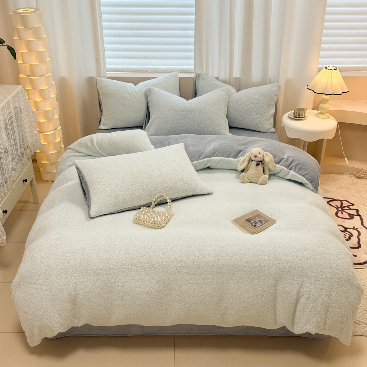 91家纺网 家纺一手货源 找家纺 （总）眠博士 2025新款A类泰迪绒牛奶绒纯色四件套