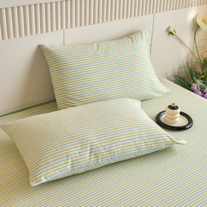 春皖家纺 2025新款全棉原棉磨毛色织水洗单枕套回暖系列-风格二 云水间