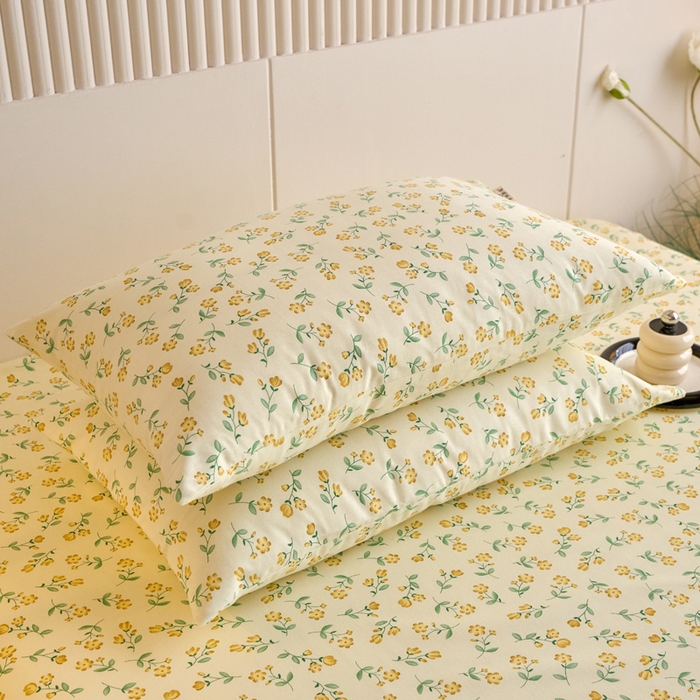 91家纺网 家纺一手货源 找家纺 春皖家纺 2025新款全棉原棉磨毛色织水洗单枕套回暖系列-风格二 知春意